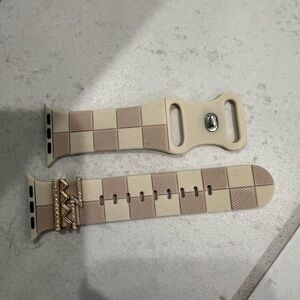 Strawberry Avocados Checkered Beige and Brown Apple Watch Band